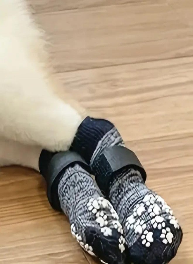 Digital Shoppy Medium-Sized Dog Waterproof Anti-Drop Warm Indoor Pet Ankle Sock (Gradient Gray-S, Free) - Image 2